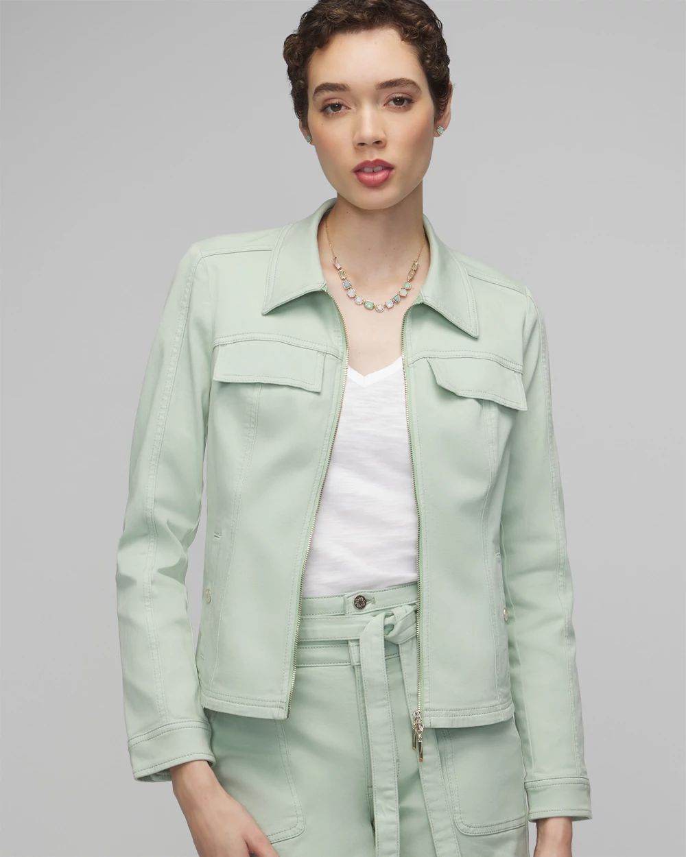 Zip front jacket women's top